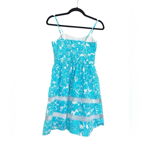 Lilly Pulitzer Ollie Fit and Flare Dress in Shorely Blue Sheer Panels Size 0 - Picture 4 of 6
